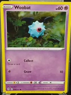 Pokemon Evolving Skies Woobat 068/203 Crimp Error Card - Image 1