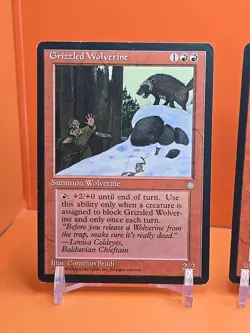 🔴🔴🔴 (4) 1995 MAGIC THE GATHERING GRIZZLED WOLVERINE ICE AGE PLAYED 🔴🔴🔴 - Image 2