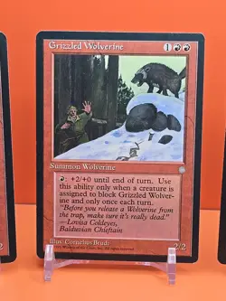 🔴🔴🔴 (4) 1995 MAGIC THE GATHERING GRIZZLED WOLVERINE ICE AGE PLAYED 🔴🔴🔴 - Image 3