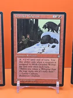 🔴🔴🔴 (4) 1995 MAGIC THE GATHERING GRIZZLED WOLVERINE ICE AGE PLAYED 🔴🔴🔴 - Image 4