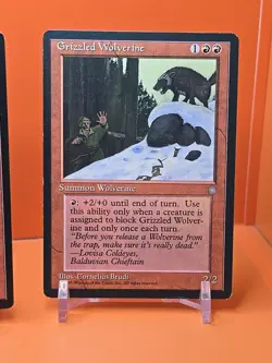 🔴🔴🔴 (4) 1995 MAGIC THE GATHERING GRIZZLED WOLVERINE ICE AGE PLAYED 🔴🔴🔴 - Image 5