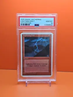 🔴🔴🔴 1995 MAGIC THE GATHERING 4TH EDITION LIGHTNING BOLT PSA 10 💎MINT 🔴🔴🔴 - Image 1