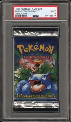 1999 Pokemon WOTC Base Set Sealed Booster Pack Venusaur Thick Font PSA 9 MINT - Image 1