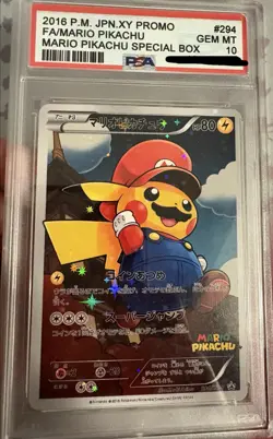 Pokemon Mario Pikachu 294XY-P PSA 10 Gem Mint Japanese XY Special Promo Replica - Image 1