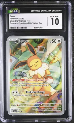 2025 Eevee Promo 173 Pokemon Prismatic Evolutions ETB Promo CGC 10 GEM MINT PSA - Image 1