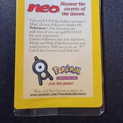 Sealed 2001 Entei Reverse Holo Pokemon Neo Discovery Black Star Movie Promo VTG - Image 3