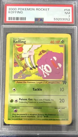 2000 Pokemon Rocket #58 Koffing 1st Edition PSA 7 - Image 1