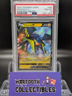 PSA 10 GEM MINT Vikavolt V 060/189 Darkness Ablaze Ultra Rare Holo Pokemon 2020 - Image 1