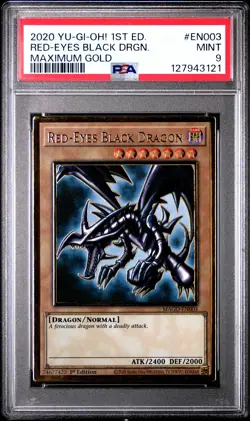 2020 YU-GI-OH! MAXIMUM GOLD 1ST ED #EN003 RED-EYES BLACK DRAGON PSA 9 - Image 1