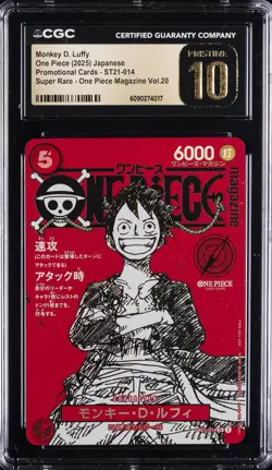 2025 ONE PIECE PROMO CARDS #ST21-014 MONKEY D. LUFFY CGC 10 PRISTINE - Image 1