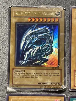 Vintage Yu-Gi-Oh Cards Lot 1996 Holo Blue Eyes White Dragon DAMAGED Heavy Play - Image 2