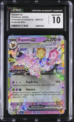 (PSA) CGC 10 Espeon ex Prismatic Evolutions Stamped Pokemon Card #034 Gem Mint - Image 1
