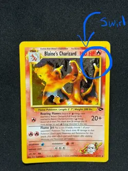 Pokemon TCG Blaine's Charizard Gym Challenge Holo Card 2/132 Misprint Swirl! - Image 2