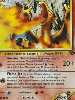Pokemon TCG Blaine's Charizard Gym Challenge Holo Card 2/132 Misprint Swirl! - Image 3