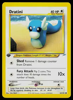 Pokemon Card - Dratini Neo Destiny 1st Edition 63/105 Common - Image 1