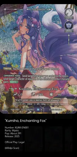 Fabled Sagas Tcg Kumioh, Enchanting Fox Mystic Rare - Image 1