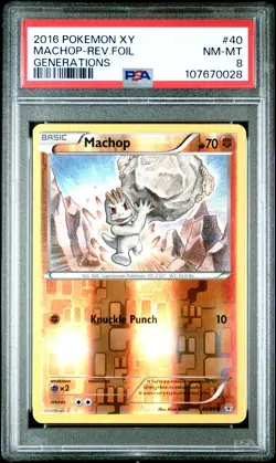 2016 POKEMON XY GENERATIONS #40 MACHOP-REVERSE FOIL PSA 8 - Image 1