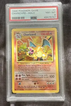 1999 Charizard Holo Base Set Unlimited Pokemon TCG #4/102 PSA 8 NM-Mint - Image 1