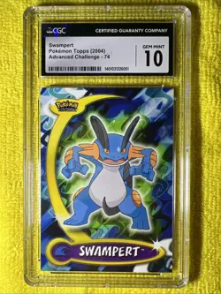 CGC 10 Swampert Pokemon Topps (2004) Advanced Challenge - 74 POP 10 - Image 1
