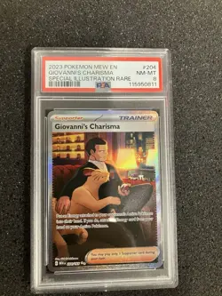 2023 POKEMON MEW EN-151 SPECIAL ILLUSTRATION RARE #204 GIOVANNI'S CHARISMA PSA 8 - Image 1