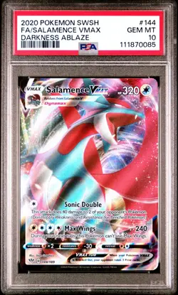 Salamence VMAX Full Art 2020 Pokemon Sword & Shield Darkness Ablaze #144 PSA 10 - Image 1