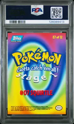 1999 TOPPS POKEMON THE MOVIE EDT RAINBOW FOIL #E7 SQUIRTLE #7 PSA 8 - Image 2