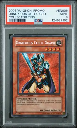 2004 YU-GI-OH! PROMO COLLECTOR TINS #EN006 OBNOXIOUS CELTIC GUARD PSA 9 - Image 1
