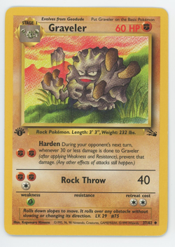 Graveler 37/62 1st Edition NM LP MP HP Uncommon Fossil Pokemon Card 1999 First - Image 1