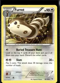 Pokemon Furret 82/106 Flashfire Non Holo Rare 2 Card Lot - Image 1