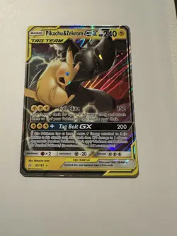 Pikachu & Zekrom GX 33/181 Ultra Rare SM - Team Up Pokemon Card Very LP - Image 1