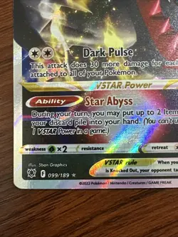 Darkrai VSTAR Ultra Rare Holo Card 099/189 Astral Radiance Pokemon TCG - Image 5