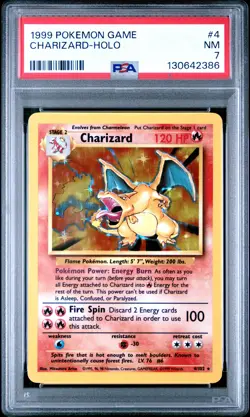 1999 POKEMON BASE SET UNLIMITED #4 CHARIZARD-HOLO PSA 7 - Image 1