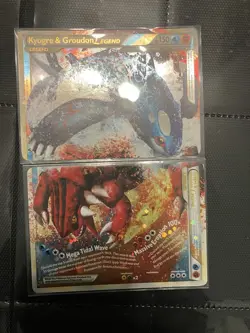 Pokemon TCG Kyogre & Groudon LEGEND (Both Halves) Undaunted 87+88/90 Holo Swirl - Image 1