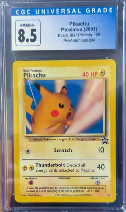 Pikachu 26/53 Pokemon League Black Star Promo Regular Vintage CGC 8.5 - Image 1