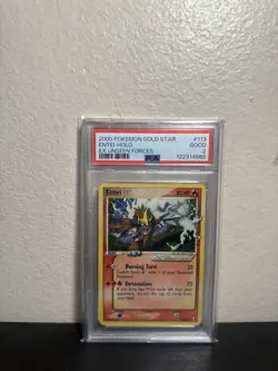 Pokemon 2005 Gold Star Entei Holo Ex Unseen Forces #113 PSA 2 - Image 1