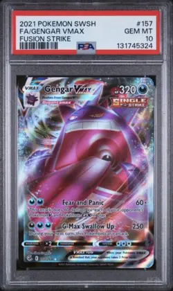 PSA 10 GEM MINT Pokemon Gengar VMAX 157/264 Full Art Fusion Strike - Image 1