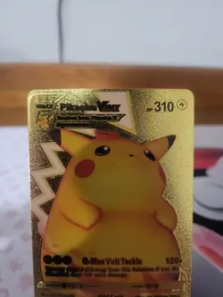Pikachu VMax HP310 Gold Foil Fan Art Textured Collector Pokemon Card 044/185 . - Image 2