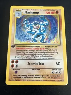 1999 Base Set Vintage Pokemon 2 Card Lot: Holo 1st Edition Machamp 8/102 x2 - Image 2
