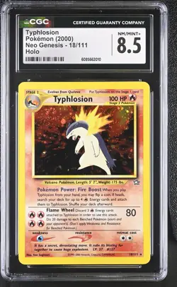 CGC 8.5 Typhlosion 2000 Neo Genesis 18/111 Holo SWIRL Pokemon Card - Image 1