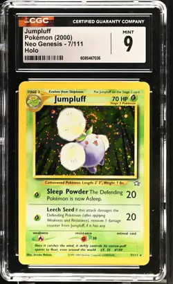 CGC 9 MINT Jumpluff 2000 Neo Genesis 7/111 Holo SWIRL Pokemon Card - Image 1