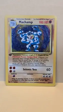 Pokemon TCG Machamp Holo 1st Edition Unlimited Rare Card Base Set 8/102 - Image 1