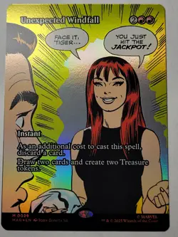 Unexpected Windfall -Borderless Foil- Spider-Man Mythic Marvel SPM MAR 29 mtg NM - Image 1