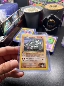 Pokemon TCG Brock's Rhyhorn Gym Heroes First Edition 22/132 - Image 1