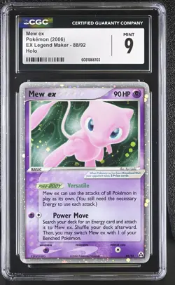 CGC 9 MINT Mew ex 2006 EX Legend Maker 88/92 Holo Pokemon Card - Image 1