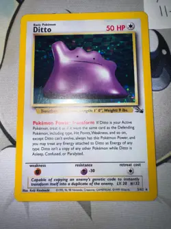 Pokemon TCG Ditto 3/62 Fossil Holo Rare LP - Image 1