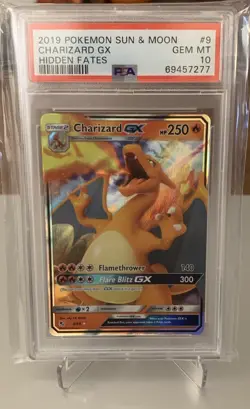 2019 POKEMON SUN & MOON HIDDEN FATES #9/68 CHARIZARD GX RARE HOLO PSA 10 - Image 1