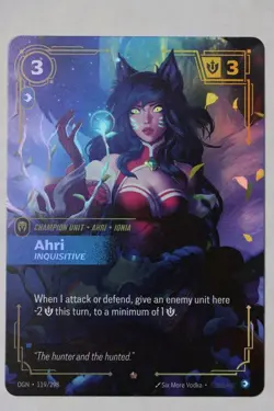 Riftbound TCG League Of Legends Origins Epic Ahri Inquisitive 119/298 NM Card - Image 1