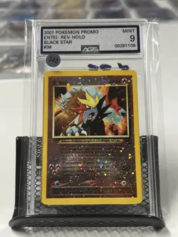 Reverse Holo Entei #34 2001 Black Star Promo Pokemon Card AGS 9 - Image 1