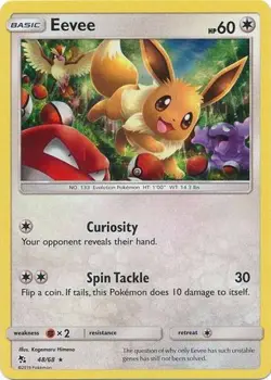 Eevee - 48/68 - Pokemon Hidden Fates Sun & Moon Holo Rare Card NM - Image 1