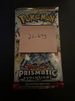 22.63g VERY HEAVY Prismatic Evolutions Pokemon Sealed Booster Pack New - Image 4